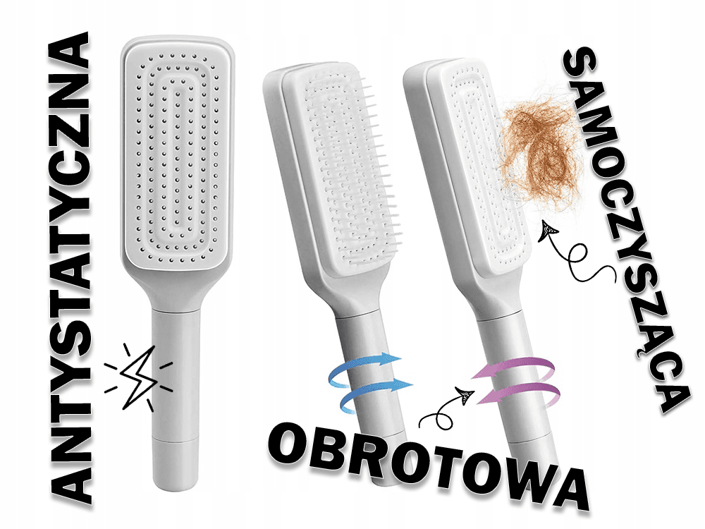 Samoczyszcząca Antystatyczna Obrotowa Szczotka Do Rozczesywania Włosów