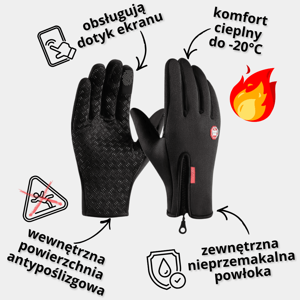 ThermoActiv 360 – WODOODPORNE ZIMOWE RĘKAWICE DZIAŁAJĄCE Z EKRANEM TELEFONU TOUCHSCREEN